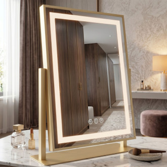REA Zrkadlo LED LUMI L.Gold 30x40cm HOM-01802