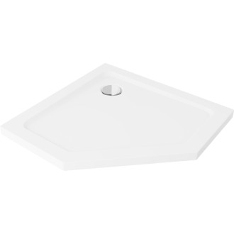 Mexen Flat slim päťuholníková sprchová vanička 90 x 90 cm, biela, chrómovaný sifón - 41P109090