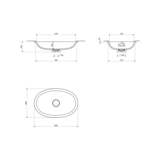 Omnires SHELL M+ zápustné umývadlo 54 × 34 cm, biely lesk SHELL540UPBP