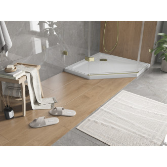 Mexen Flat slim päťuholníková sprchová vanička 80 x 80 cm, biela, zlatý sifón - 41P108080-G