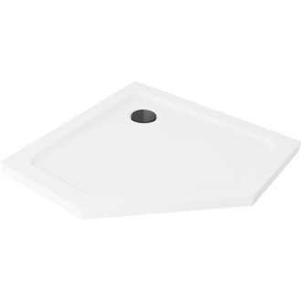 Mexen Flat slim päťuholníková sprchová vanička 90 x 90 cm, biela, čierny sifón - 41P109090-B