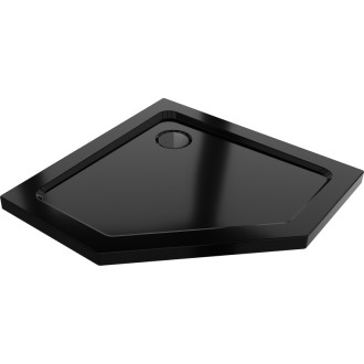 Mexen Flat slim päťuholníková sprchová vanička 80 x 80 cm, čierna, čierny sifón - 41P708080-B