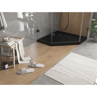 Mexen Flat slim päťuholníková sprchová vanička 90 x 90 cm, čierna, čierny sifón - 41P709090-B