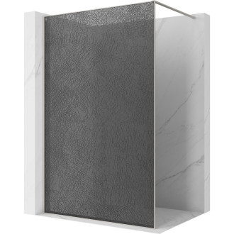 Mexen Kioto Sprchová zástena 140 x 200 cm, praskaný grafit 12 mm, kartáčovaný nikel - 800-140-101-97-44-X