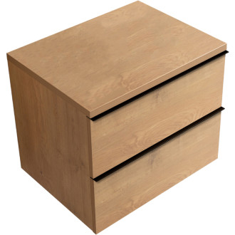 CERANO - Kúpeľňová skrinka Velora - dub medový, úchytka čierna + doska pod umývadlo Navira Pro - 36 mm - 70x56,6x46,5 cm