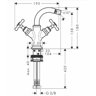 Bidetová batéria Hansgrohe Axor Montreux s výpustom chróm 16520000