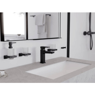 Dávkovač mydla Hansgrohe AddStoris s držiakom matná čierna 41745670