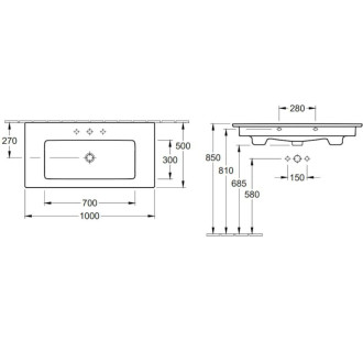Umývadlo Villeroy &amp; Boch Venticello 100x50 cm 4104ALR1
