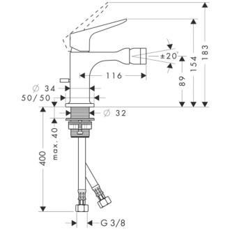 Bidetová batéria Hansgrohe Axor Citterio M s výpustom chróm 34210000