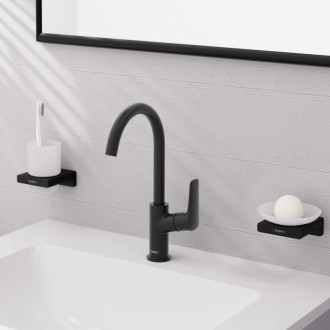 Umývadlová batéria Hansgrohe Logis s výpustou matná čierna 71130670