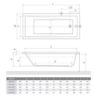 Obdélníková vana Roth Kubic Neo 160x80 cm akrylát levá i pravá 9320000