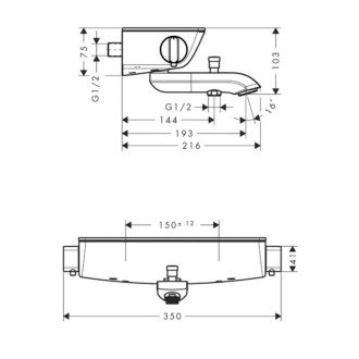 Vanová baterie Hansgrohe Ecostat Select s poličkou 150 mm bílá/chrom 13141400