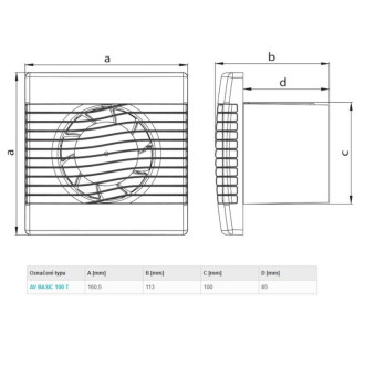 Haco ventilátor so žalúziou a časovým dobehom AVBASIC100T
