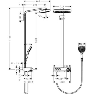 Sprchový systém Hansgrohe Raindance Select E na stenu s termostatickou batériou chróm 27127000