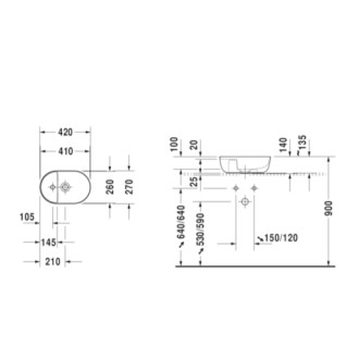 Umývadlo na dosku Duravit Luv 42x27 cm otvor pre batériu, bez prietoku 0381420000