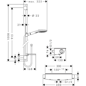 Sprchová batéria Hansgrohe Raindance Select E so sprchovým setom 150 mm biela/chróm 27039400