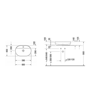 Umývadlo na dosku Duravit Luv 60x40 cm otvor pre batériu, bez prietoku 0380600000