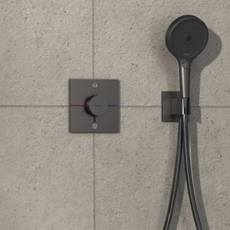 Vaňová batéria Hansgrohe ShowerSelect Comfort E bez podomietkového telesa kartáčovaný čierny chróm 15572340