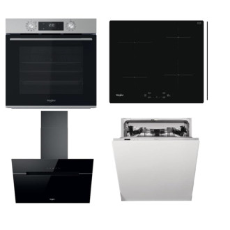 Akční set spotřebičů Whirlpool trouba OMK58CU1SX + indukční deska WSQ7360NE + komínový odsavač par WHVP62FLTSK + vestavná myčka nádobí WIC3C26F SETWH2