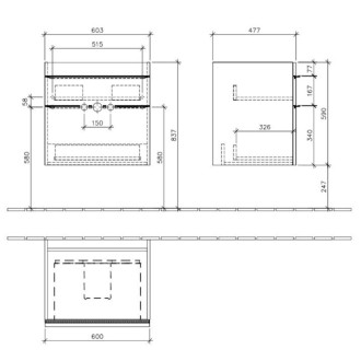 Kúpeľňová skrinka pod umývadlo Villeroy &amp; Boch Venticello 55,3x50,2x59 cm biela lesk A92301DH
