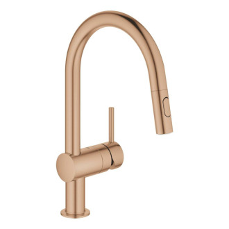 Drezová batéria Grohe Minta s vyťahovacou sprškou, 2 prúdy kartáčovaný Warm Sunset 32321DL2