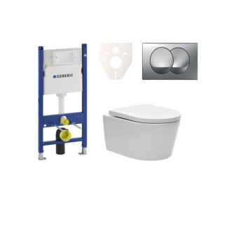 Cenovo zvýhodnený závesný WC set Geberit do ľahkých stien / predstenová montáž + WC SAT Brevis SIKOGES7W72