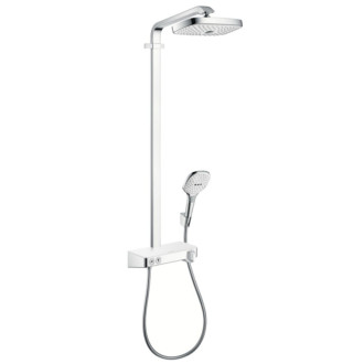 Sprchový systém Hansgrohe Raindance Select E na stenu s termostatickou batériou biela/chróm 27126400
