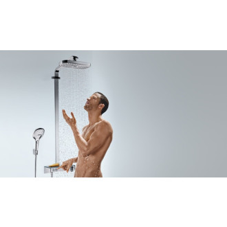 Sprchový systém Hansgrohe Raindance Select E na stenu s termostatickou batériou biela/chróm 27126400