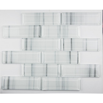 Skleněná mozaika Premium Mosaic bílá 30x30 cm lesk MOSV48STRIPE