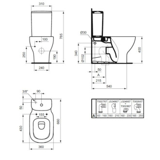 Wc iba nádrž Ideal Standard Tesi T356801