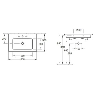 Umývadlo Villeroy &amp; Boch Venticello 80x50 cm 41048L01