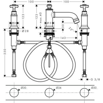 Umývadlová batéria Hansgrohe Axor Montreux s výpustom kartáčovaný nikel 16536820