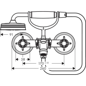 Vaňová batéria Hansgrohe Axor Montreux so sprchovacím setom 150 mm chróm 16540000