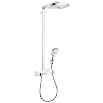 Sprchový systém Hansgrohe Raindance Select E na stenu s termostatickou batériou biela/chróm 27127400