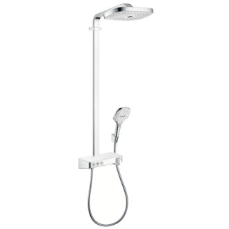 Sprchový systém Hansgrohe Raindance Select E na stenu s termostatickou batériou biela/chróm 27127400