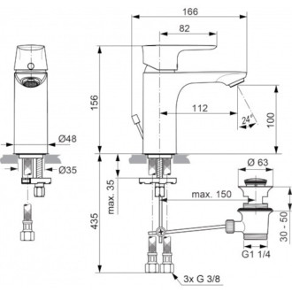 Umývadlová batéria Ideal Standard Connect Air s vtokom chróm A7022AA