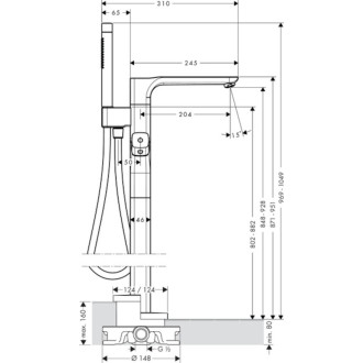 Vaňová batéria Hansgrohe Axor Urquiola so sprchovacím setom chróm 11422000