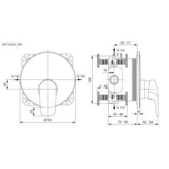 Sprchová batéria Ideal Standard CeraFlex bez podomietkového telesa chróm A6724AA