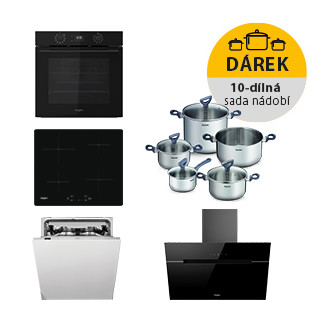 Akčný set spotrebičov Whirlpool rúra OMK58CU1SB + indukčná doska WSQ7360NE + digestor WHVP62FLTSK + umývačka WIC3C26F