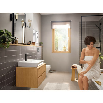 Umývadlová batéria Hansgrohe Rebris E s výpustou matná čierna 72559670