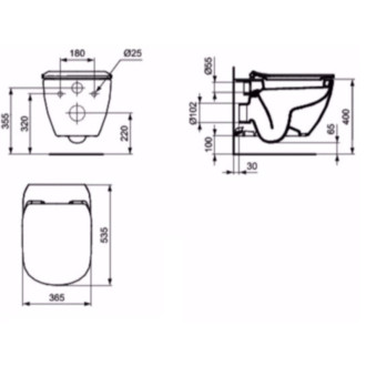 Wc s doskou softclose závesné Ideal Standard Testra zadný odpad SIKOSIST0078
