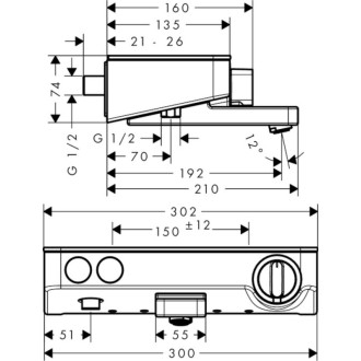 Vaňová batéria Hansgrohe ShowerTablet Select s poličkou 150 mm chróm 13151000