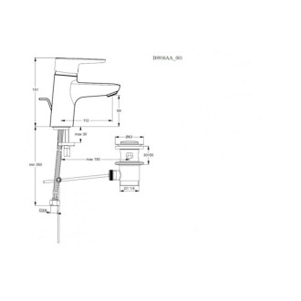 Umývadlová batéria Ideal Standard Connect Blue s výpustou chróm B9936AA