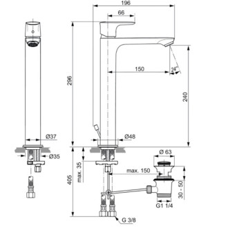 Umývadlová batéria Ideal Standard Connect Air s vtokom chróm A7026AA
