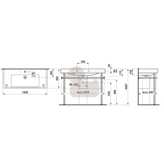 Nábytkové umývadlo Laufen Pro 105x46 cm otvor pre batériu uprostred H8139660001041