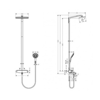 Sprchový systém Hansgrohe Raindance E na stenu s vaňovým termostatom biela/chróm 27113400