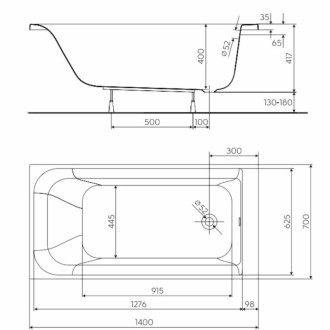 Obdĺžniková vaňa Bicykel Rekord 140x70 cm akrylát ľavá aj pravá XWP1640000