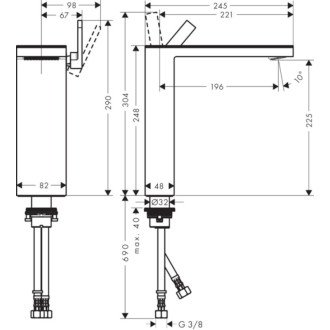 Umývadlová batéria Hansgrohe Axor MyEdition s clic-clacom chróm/čierne sklo 47020600
