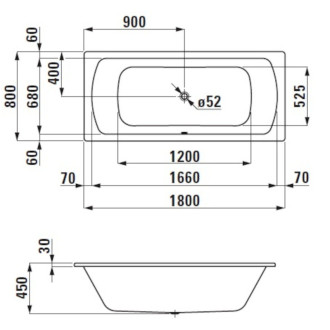 Obdĺžniková vaňa Laufen Bolsena 180x80 cm smaltovaná oceľ ľavá aj pravá SIKOVLMP180