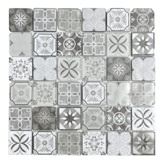Sklenená mozaika Premium Mosaic čiernobiela 30x30 cm mat / lesk PATCHWORK48MIX1